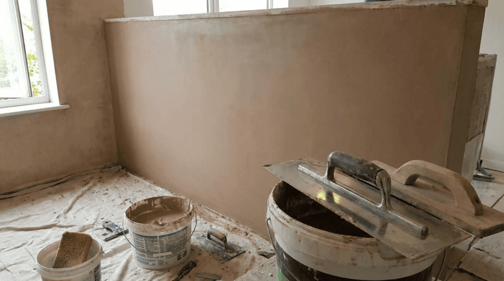 Geglättete Innenwand nach Putzarbeiten in Berlin