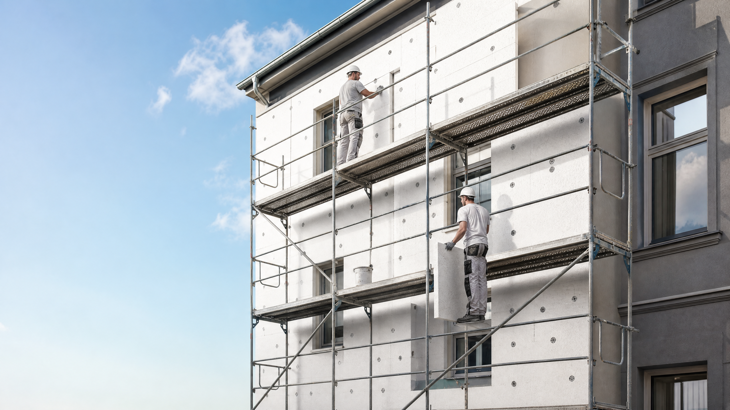 Fachgerechte Fassadendämmung an einem Berliner Wohnhaus