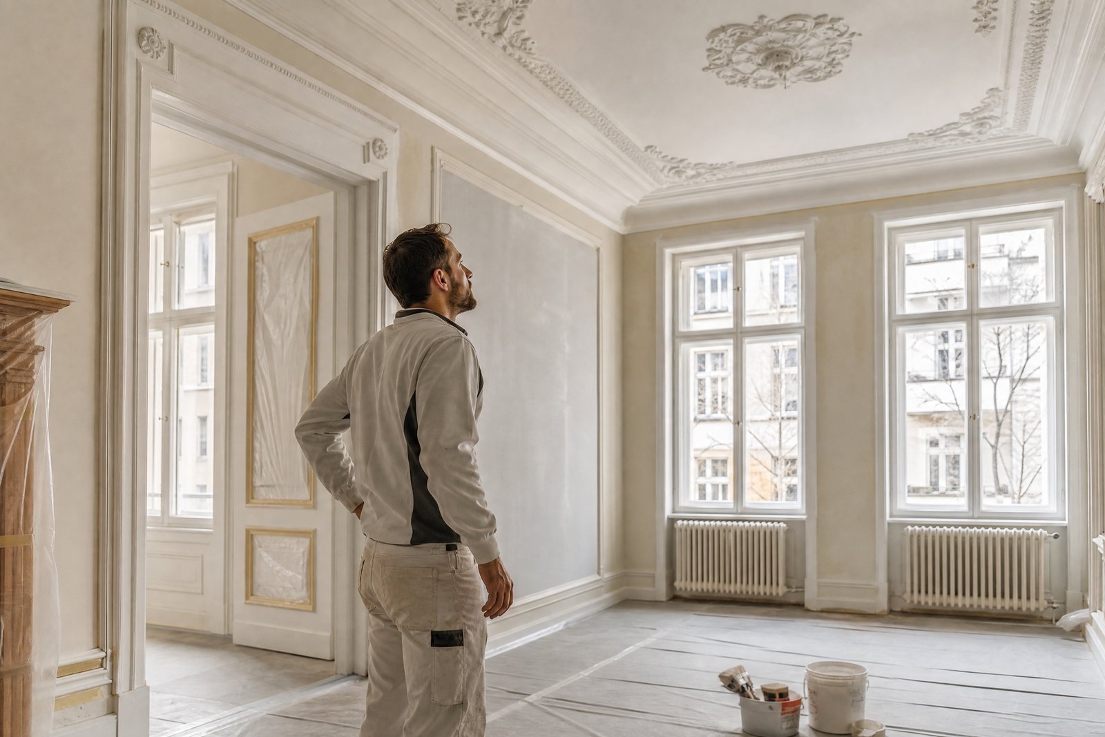 Illustration zu: Die besonderen Herausforderungen der Altbausanierung - Altbausanierung in Charlottenburg: Stuck, hohe Decken und die richtige Farbwahl