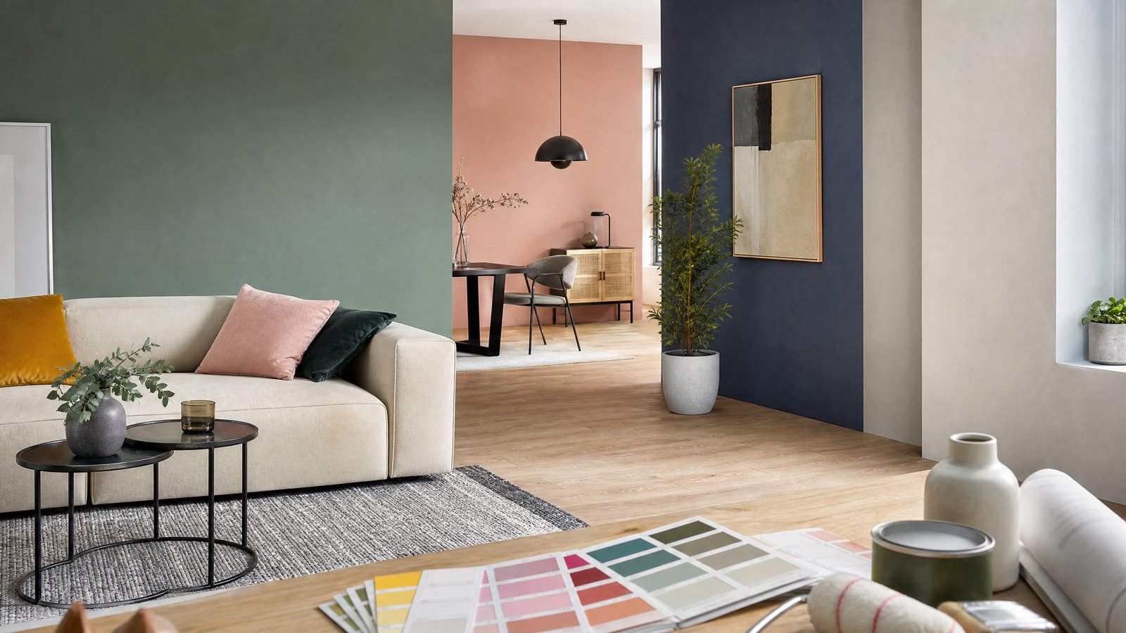Illustration zu: 3. Farben geschickt kombinieren: Harmonie und Kontraste - Die Psychologie der Farben: Welche Wandfarbe passt in welches Zimmer?