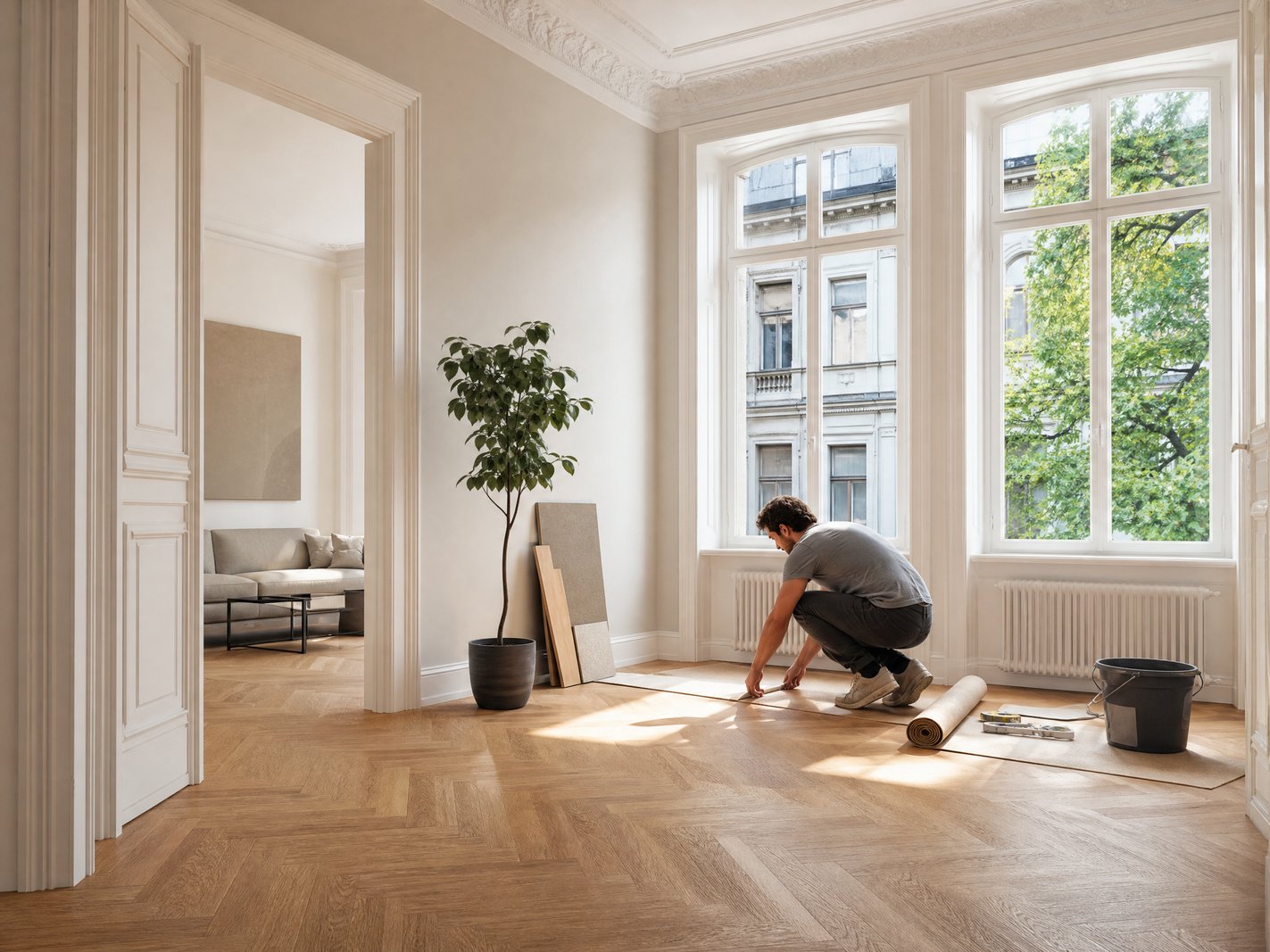 Illustration zu: Parkett: Der Klassiker mit natürlichem Charme - Vom Laminat zum Parkett: Welcher Bodenbelag passt zu Ihrem Lebensstil?
